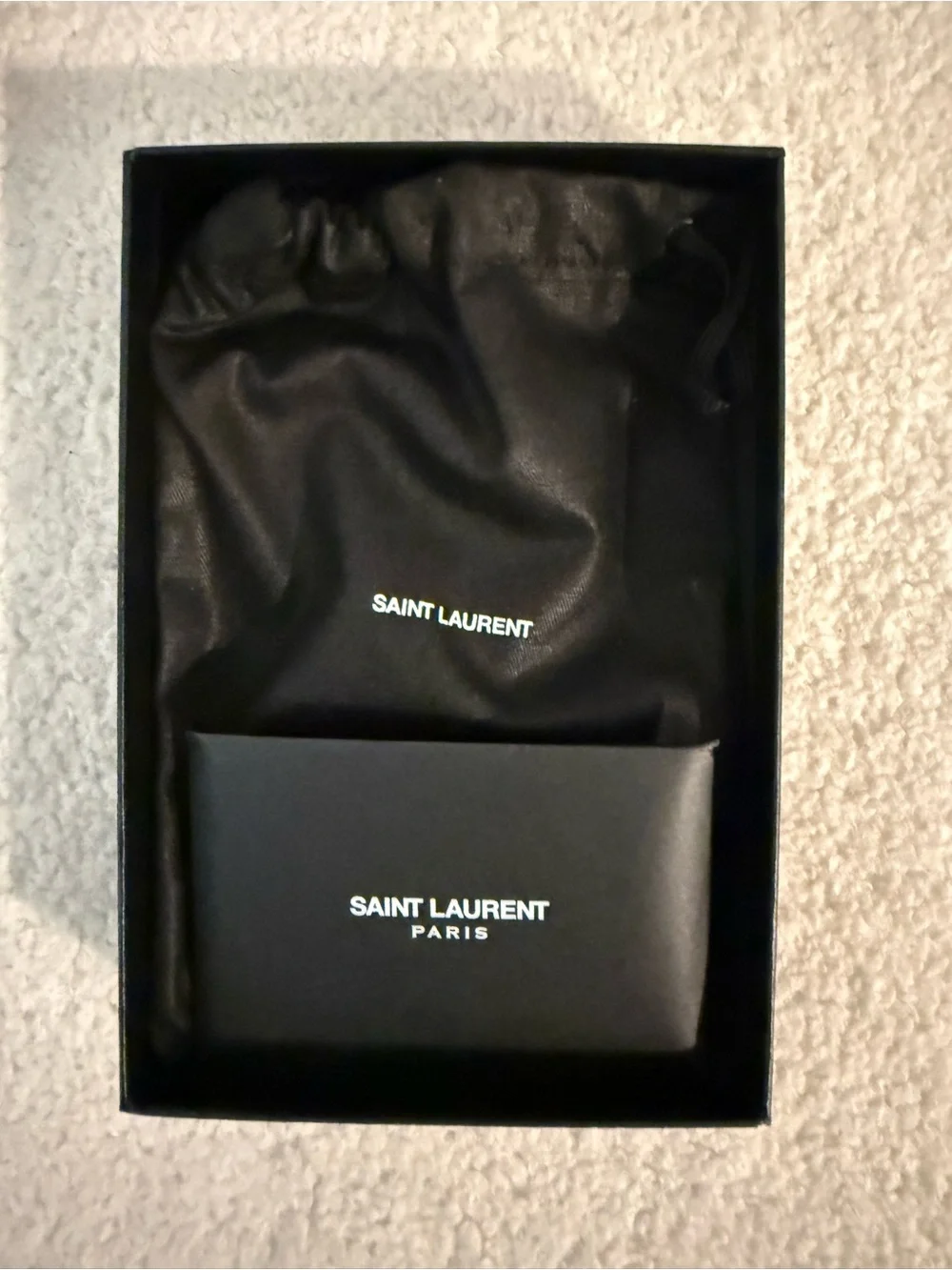 YSL Cassandre Zipped Card Case in Grained Leather